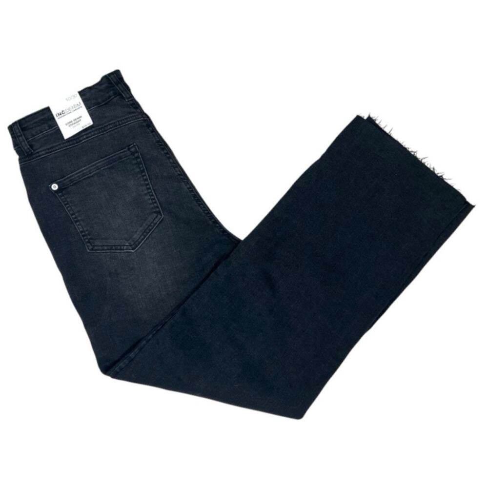 NEW INC Denim Black High Rise Jeans Womens Size 10 Straight Leg Pants NWT